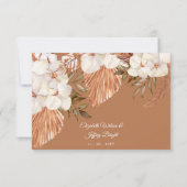 Rustic Terracotta Boho Pampas Orchids Wedding RSVP Kaartje (Achterkant)