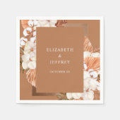 Rustic Terracotta Boho Pampas Orchids Wedding Servet (Voorkant)
