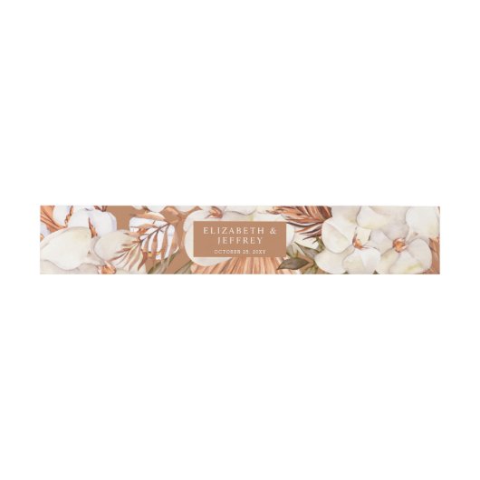 Rustic Terracotta Boho Pampas Orchids Wedding Uitnodigingen Wikkel (Vlak)
