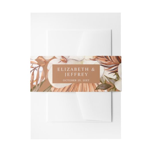 Rustic Terracotta Boho Pampas Orchids Wedding Uitnodigingen Wikkel (Voorkant Voorbeeld)