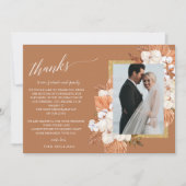 Rustic Terracotta Boho Pampas Palm Foto Weddenscha Bedankkaart (Voorkant)