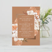 Rustic Terracotta Boho Pampas Rehearsal Dinner Kaart (Staand voorkant)