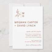 Rustic Terracotta Botanical Monogram Wedding Invi Kaart (Voorkant)