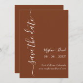Rustic Terracotta Burnt Oranje Modern Save The Date (Voorkant / Achterkant)