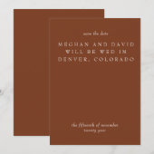 Rustic Terracotta Burnt Oranje Modern Save The Date (Voorkant / Achterkant)