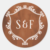 Rustic Terracotta Crest Monogram Ronde Sticker (Voorkant)