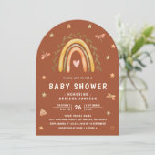 Rustic Terracotta Earthy Rainbow Arch Baby shower Kaart (Staand voorkant)