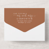 Rustic Terracotta Elegant Script Photo Wedding All In One Uitnodiging (Achterkant)