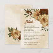 rustic terracotta floral bruiloft bijtenkaart informatiekaartje (Voorkant / Achterkant)