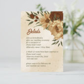 rustic terracotta floral bruiloft bijtenkaart informatiekaartje (Staand voorkant)