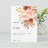 Rustic Terracotta Floral Burnt Oranje Fall Wedding Kaart (Staand voorkant)