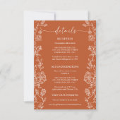 Rustic Terracotta Floral Details Enclosure Card RSVP Kaartje (Voorkant)