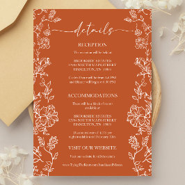 Rustic Terracotta Floral Details Enclosure Card RSVP Kaartje