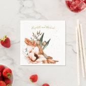 Rustic Terracotta Floral Gold Elegant Chic Wedding Servet (Insitu)