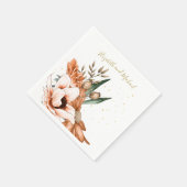 Rustic Terracotta Floral Gold Elegant Chic Wedding Servet (Hoek)