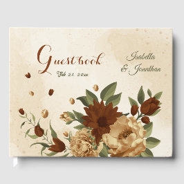 rustic terracotta floral greenery bruiloft gastenboek