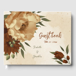 rustic terracotta floral greenery bruiloft gastenboek