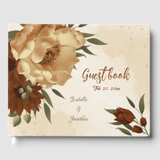 rustic terracotta floral greenery bruiloft gastenboek (Voorkant)