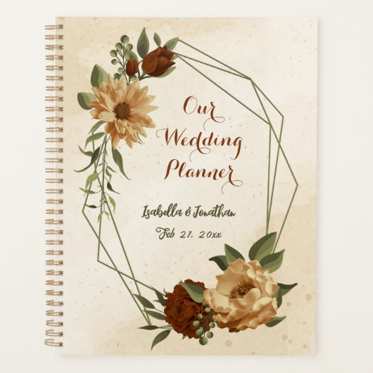 rustic terracotta floral greenery bruiloft planner (Voorkant)