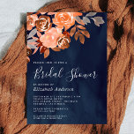 Rustic Terracotta Floral Navy Blue Vrijgezellenfee Kaart<br><div class="desc">Verrijk je gasten met deze elegante uitnodiging die mooie waterverf bloemen bevat. Voeg eenvoudig uw gebeurtenisdetails op deze makkelijk te gebruiken sjabloon toe om het één-van-een-soort uitnodiging te maken.</div>