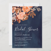 Rustic Terracotta Floral Navy Blue Vrijgezellenfee Kaart (Voorkant)