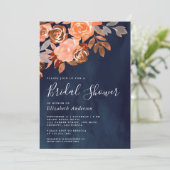 Rustic Terracotta Floral Navy Blue Vrijgezellenfee Kaart (Staand voorkant)