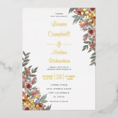 Rustic Terracotta Floral Real Gold Wedding Folie Uitnodiging (Voorkant)