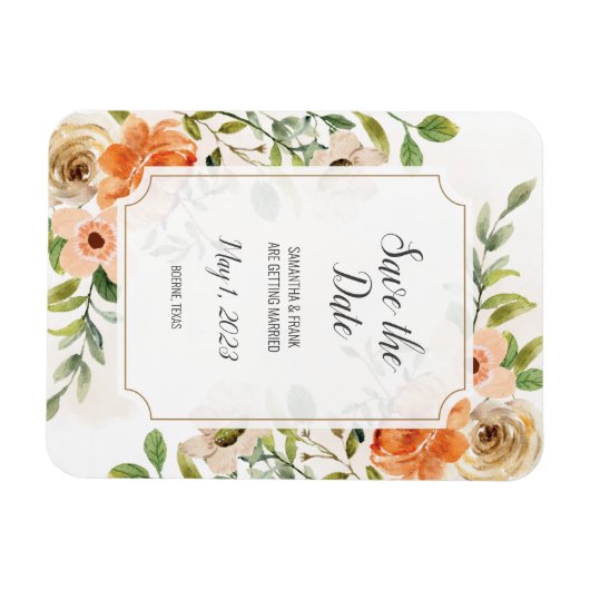 Rustic Terracotta Floral Save the Date Magneet (Horizontaal)