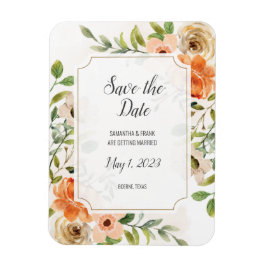 Rustic Terracotta Floral Save the Date Magneet