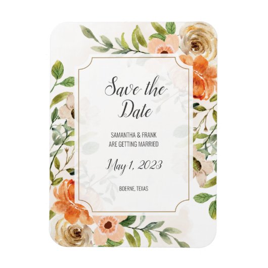 Rustic Terracotta Floral Save the Date Magneet (Verticaal)