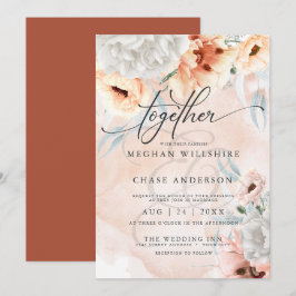 Rustic Terracotta Floral Waterverf Wedding Kaart