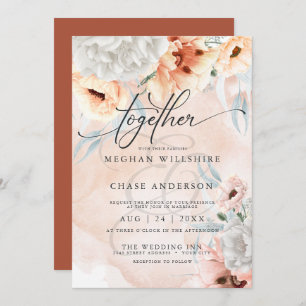 Rustic Terracotta Floral Waterverf Wedding Kaart