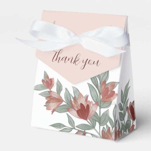 Rustic Terracotta Floral Wedding Bedankdoosjes (Voorkant Zijde)