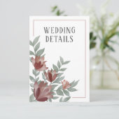 Rustic Terracotta Floral Wedding Details Informatiekaartje (Staand voorkant)