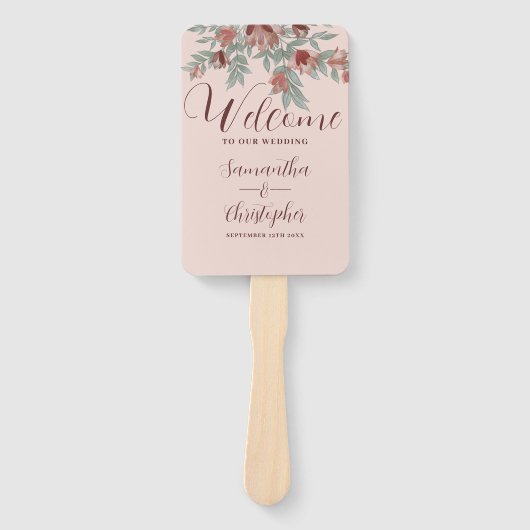 Rustic Terracotta Floral Wedding Handwaaier (Voorkant)
