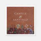 Rustic Terracotta Floral Wedding Servet (Voorkant)