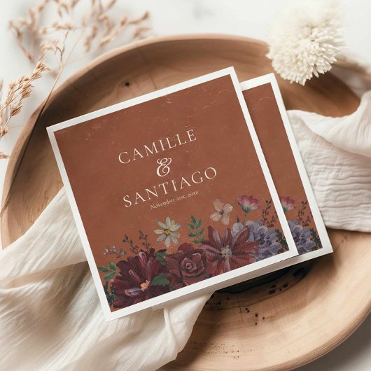 Rustic Terracotta Floral Wedding Servet