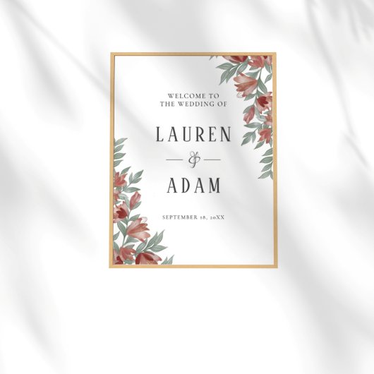 Rustic Terracotta Floral Wedding Sign Poster