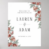 Rustic Terracotta Floral Wedding Sign Poster (Voorkant)