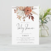 Rustic Terracotta Florals Baby shower Kaart (Staand voorkant)