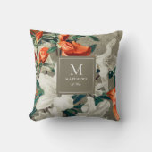 Rustic Terracotta Florals Elegant Monogram Kussen (Voorkant)