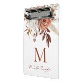 Rustic Terracotta Florals Monogram Initiaal Naam Mini Klembord (Angled2)