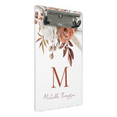 Rustic Terracotta Florals Monogram Initiaal Naam Mini Klembord (Schuin)