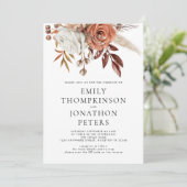 Rustic Terracotta Florals QR Code Wedding Kaart (Staand voorkant)
