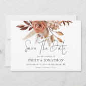 Rustic Terracotta Florals QR Code Wedding Save The Date (Voorkant)