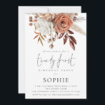 Rustic Terracotta Florals Script 21st Party Kaart<br><div class="desc">Rustic Terracotta Florals Script 21st Party. Twintig eerst is in een stijlvol modern vastgesteld manuscript en de rest van de tekst u kunt gemakkelijk personaliseren.</div>