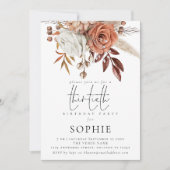 Rustic Terracotta Florals Script 30th Birthday Kaart (Voorkant)