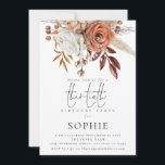 Rustic Terracotta Florals Script 30th Birthday Kaart<br><div class="desc">Rustic Terracotta Florals Script 30th Birthday Party. Dertigste is in een stijlvol modern vastgesteld manuscript en de rest van de tekst u kunt gemakkelijk personaliseren.</div>
