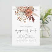 Rustic Terracotta Florals Script Engagement Party Kaart (Staand voorkant)