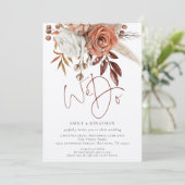 Rustic Terracotta Florals we QR code Weddenschap d Kaart (Staand voorkant)